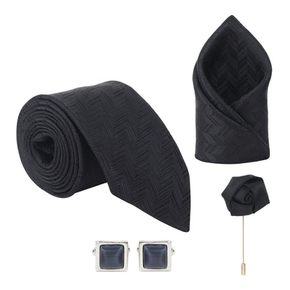 Kanthlangot Premium Gift Set of Necktie Pocket Square Cufflinks and Lapel Pin