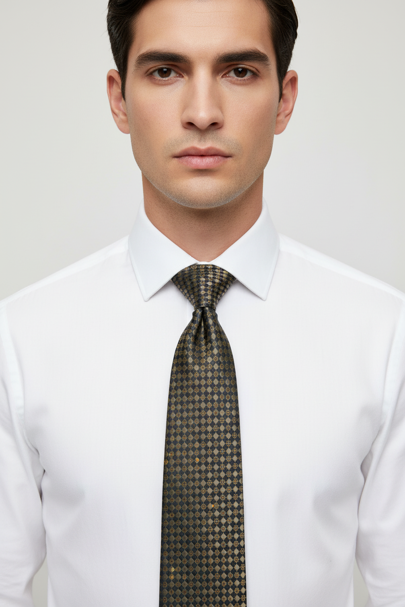 Kanthlangot Self Design Brown Necktie