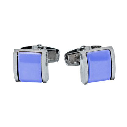 Kanthlangot Mens Thin Bezel Light Blue Cufflinks