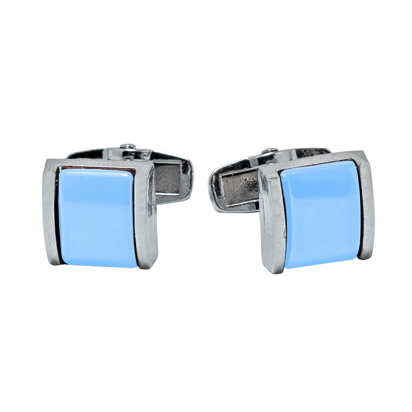 Kanthlangot Mens Thin Bezel Pale Blue Cufflinks