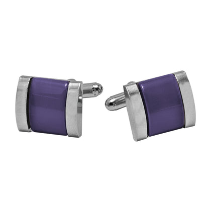 Kanthlangot Mens Thick Bezel Purple Cufflinks