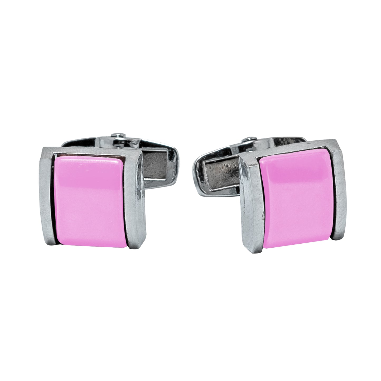 Kanthlangot Mens Thin Bezel Pink Cufflinks