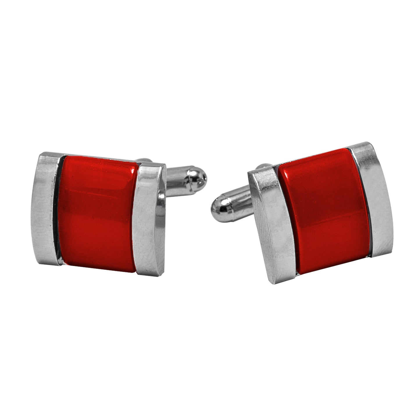 Kanthlangot Mens Thick Bezel Red Cufflinks