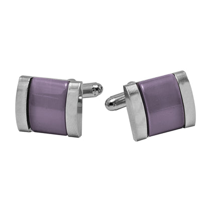 Kanthlangot Mens Thick Bezel Purple Cufflinks