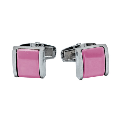 Kanthlangot Mens Thin Bezel Pink Cufflinks