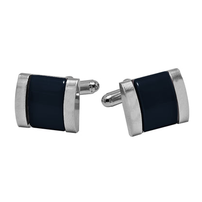 Kanthlangot Mens Thick Bezel Dark Blue Cufflinks