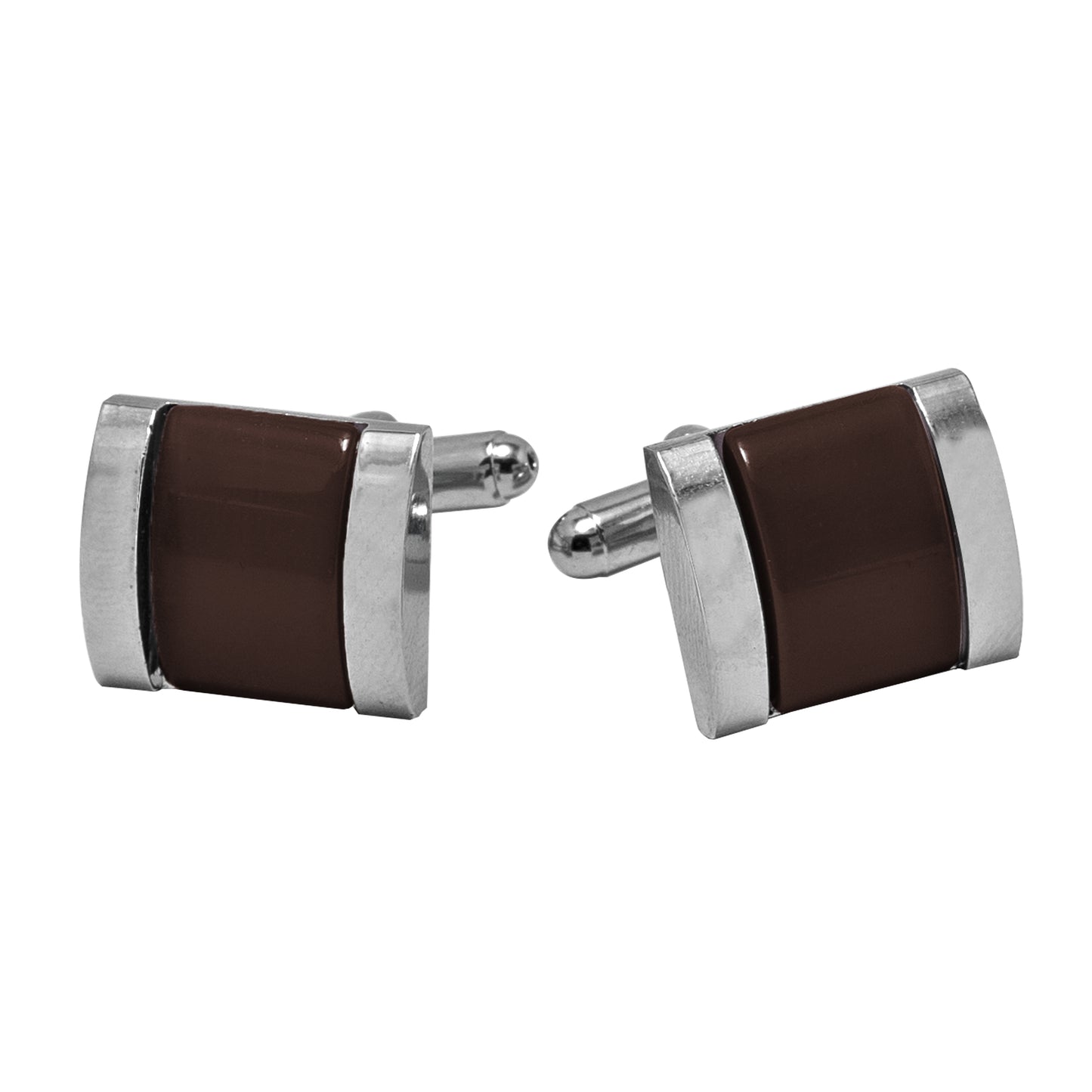 Kanthlangot Mens Thick Bezel Brown Cufflinks