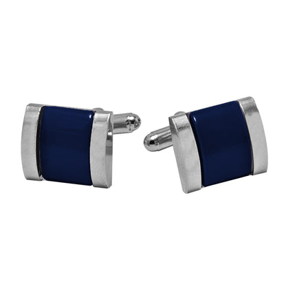 Kanthlangot Mens Thick Bezel Dark Blue Cufflinks