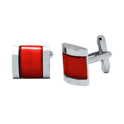 Kanthlangot Mens Thick Bezel Red Cufflinks