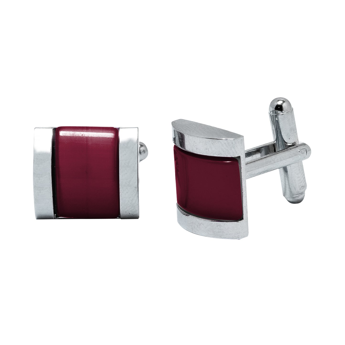 Kanthlangot Mens Thick Bezel Maroon Cufflinks