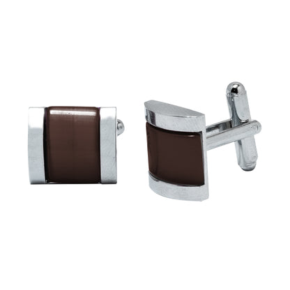 Kanthlangot Mens Thick Bezel Brown Cufflinks