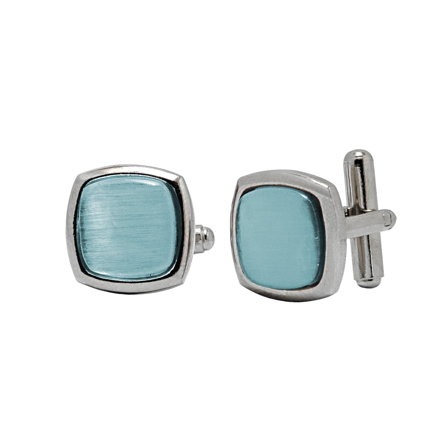 Kanthlangot Mens Turquoise Blue Curved Square Cufflinks