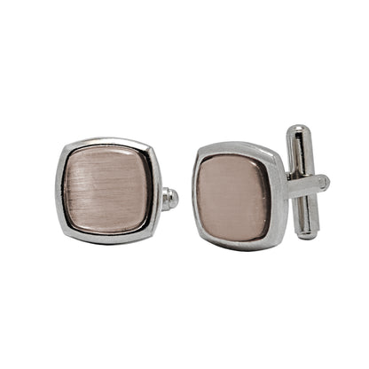 Kanthlangot Mens Light Brown Curved Square Cufflinks