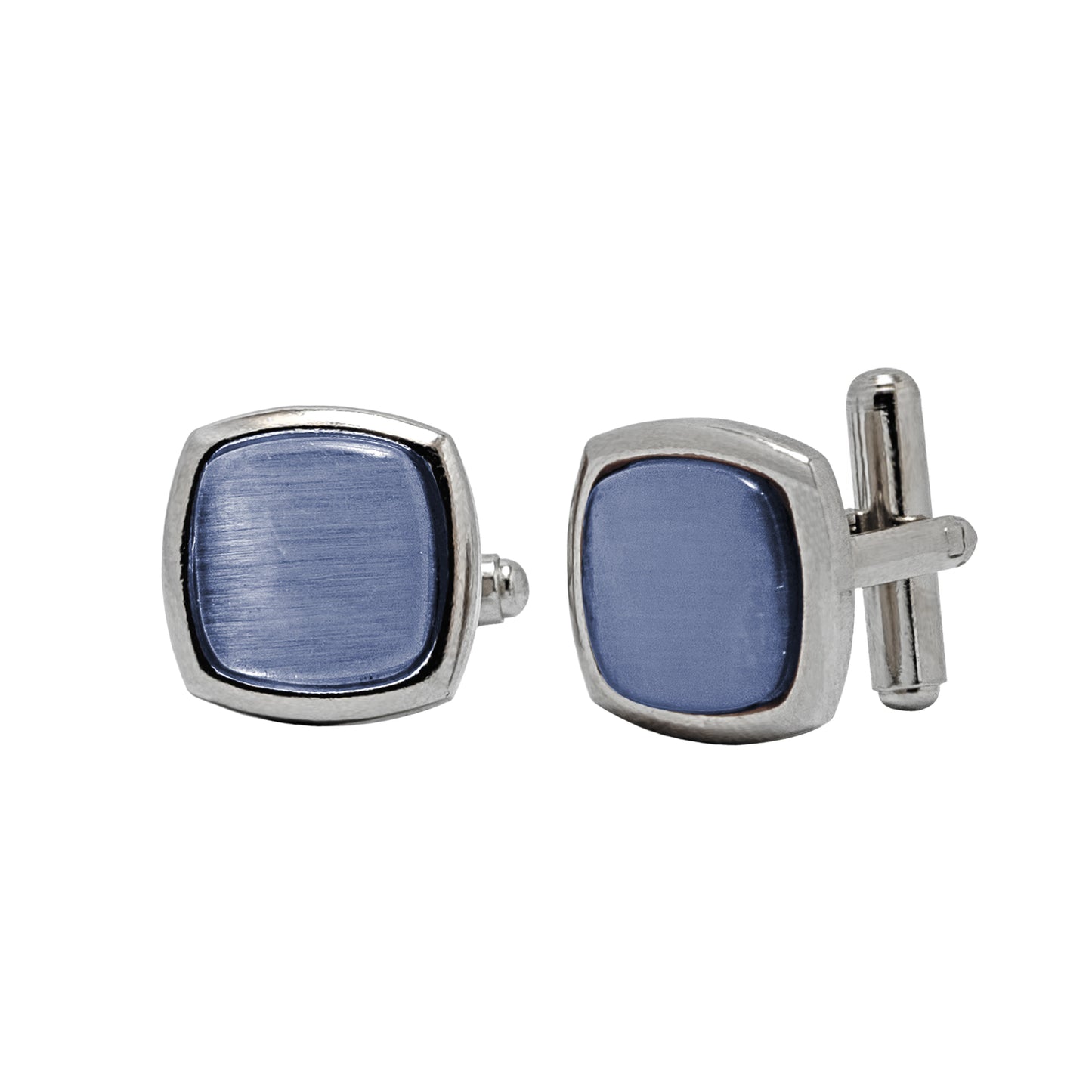 Kanthlangot Mens Light Blue Curved Square Cufflinks