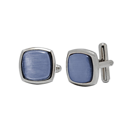 Kanthlangot Mens Light Blue Curved Square Cufflinks