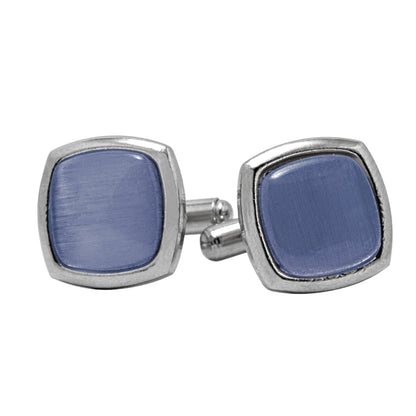 Kanthlangot Mens Light Blue Curved Square Cufflinks
