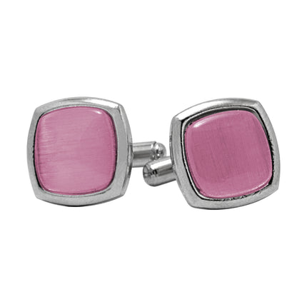 Kanthlangot Mens Pink Curved Square Cufflinks